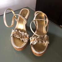 Sandali donna bianchi e oro con strass n.37