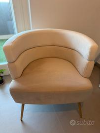 Poltrona velluto crema