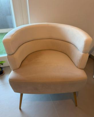 Poltrona velluto crema
