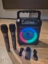 Cassa Portatile Bluetooth con 2 Microfoni Wireless