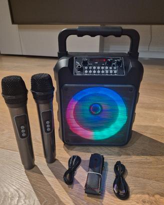 Cassa Portatile Bluetooth con 2 Microfoni Wireless