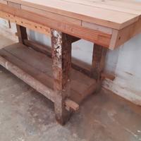 Bancone da falegname antico con morsa 190x60 