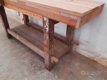 Bancone da falegname antico con morsa 190x60 