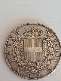 5 Lire 1874 Vittorio Emanuele II. Scudo d'argento 