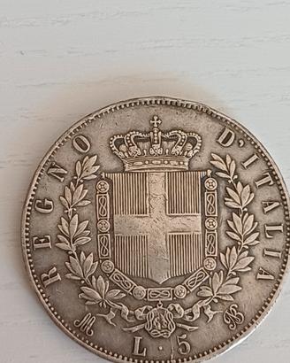 5 Lire 1874 Vittorio Emanuele II. Scudo d'argento 