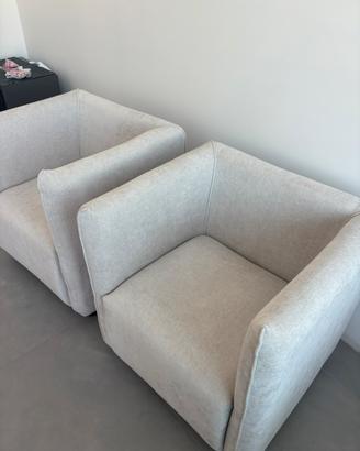 Coppia poltrone tessuto bianco/grigio