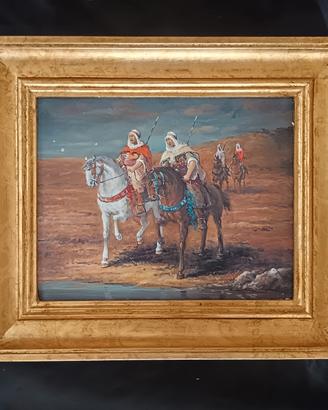 Quadro dipinto orientalista olio su legno 