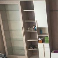 Parete Attrezzata Moderna con Vetrina e Libreria