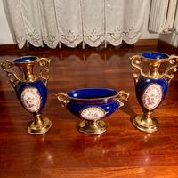 Trio di porcellane CAL Italy Sèvres Blu e oro