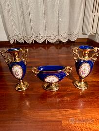 Trio di porcellane CAL Italy Sèvres Blu e oro