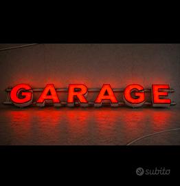 insegna luminosa GARAGE anni 70 neon Vetro rarità 