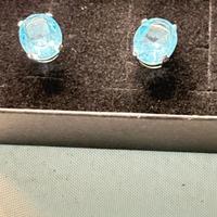 Orecchini argento 925 con pietre azzurre sfaccetta