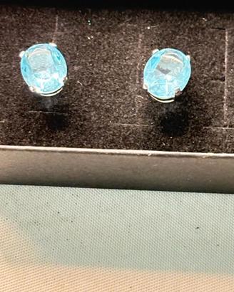 Orecchini argento 925 con pietre azzurre sfaccetta