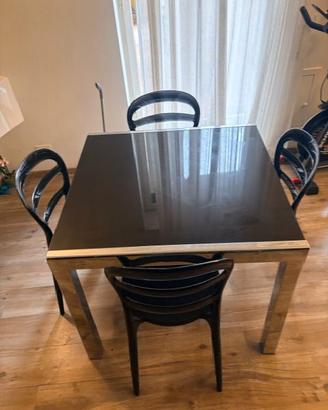 TAVOLO SALONE 90 X 90 ALLUNGABILE 180 IN CRISTALLO