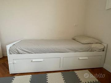 Struttura letto divano/2 cassetti, bianco, 80x200