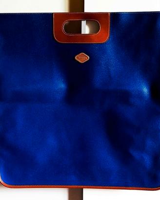 Originale I SANTI, shopping bag in vera pelle blu