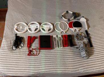 🎮nintendo wii rossa+ 2 controller+accessori+gioco