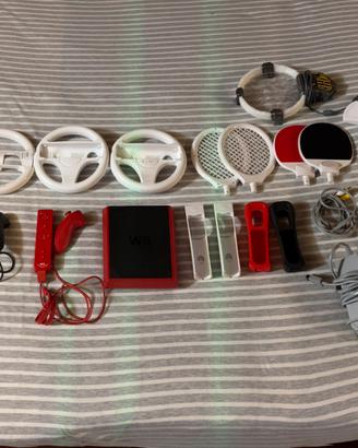🎮nintendo wii rossa+ 2 controller+accessori+gioco