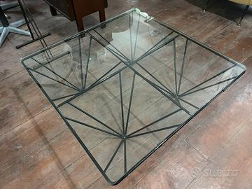 Tavolino anni 70 ferro cristallo vintage design