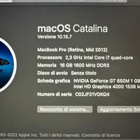 Macbook pro i7 quad core 15”