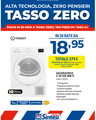 Asciugatrice Indesit 9kg