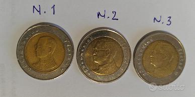 3 monete da collezione thailandesi da 10 Baht