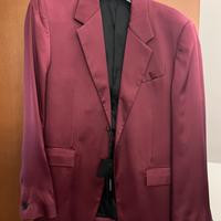 Blazer monopetto Versace in raso bordeaux
