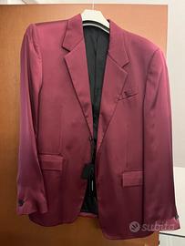 Blazer monopetto Versace in raso bordeaux