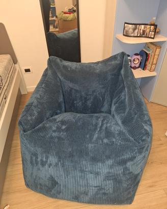 poltrona blu a costine sfoderabile e lavabile