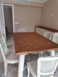 Tavolo e 6 sedie shabby