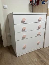 Cómoda infantil blanca con tiradores nube