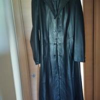 Trench uomo vera pelle vintage nero