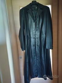 Trench uomo vera pelle vintage nero