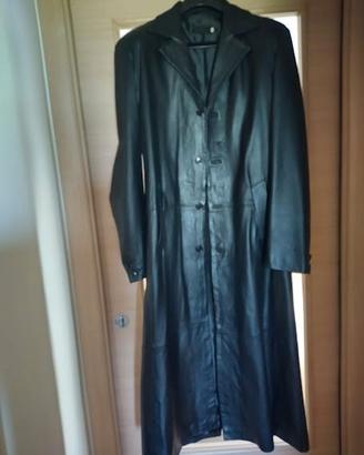 Trench uomo vera pelle vintage nero