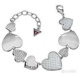 GUESS BRACCIALE DONNA IN ACCIAIO CON CUORI