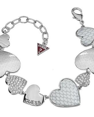 GUESS BRACCIALE DONNA IN ACCIAIO CON CUORI