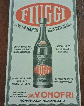 Pubblicità acqua Fiuggi (1929]
