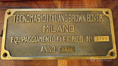 Targa  ottone Locomotiva Elettrica fs anni 20