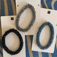 Set 3 bracciali elastici perline torchon luminose