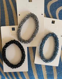 Set 3 bracciali elastici perline torchon luminose