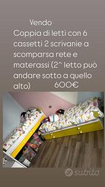 Letti con cassetti e scrivania a scomparsa