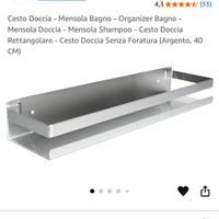 mensola bagno e doccia 50 cm acciaio inox