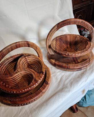 cestini in legno intagliati a mano richiudibili 