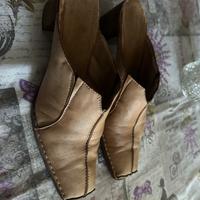 Sabot beige in pelle vintage