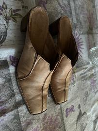 Sabot beige in pelle vintage