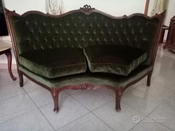 Divano angolare di noce e piume d'oca 