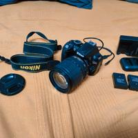 Nikon D3100, Nikkor 18-105, 3x batteria, 8GB Sd