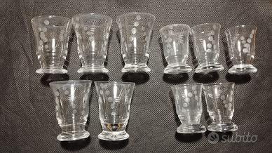 Bicchierini da liquore in vetro molato anni '50