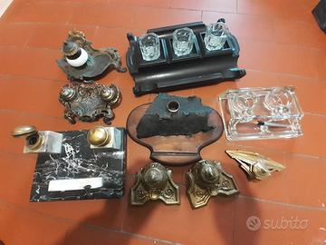 Calamaio ebano vetro bronzo