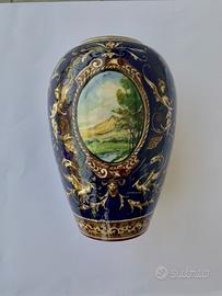 Achille Farina Faenza - Maiolica  blu cobalto 22cm